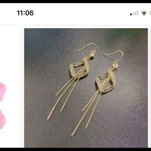 Betsey Johnson Alloy Crystal Enamel Gold Tassel Drop Earrings